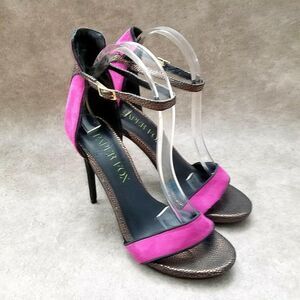 Paper Fox Womens Tegan  Sz 8 M Purple  Ankle Strap Open Toe 5" Heels